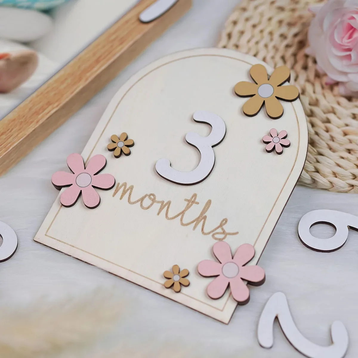 Wooden Baby Monthly Milestone  - đánh giá và giá Photography Cheat Sheet