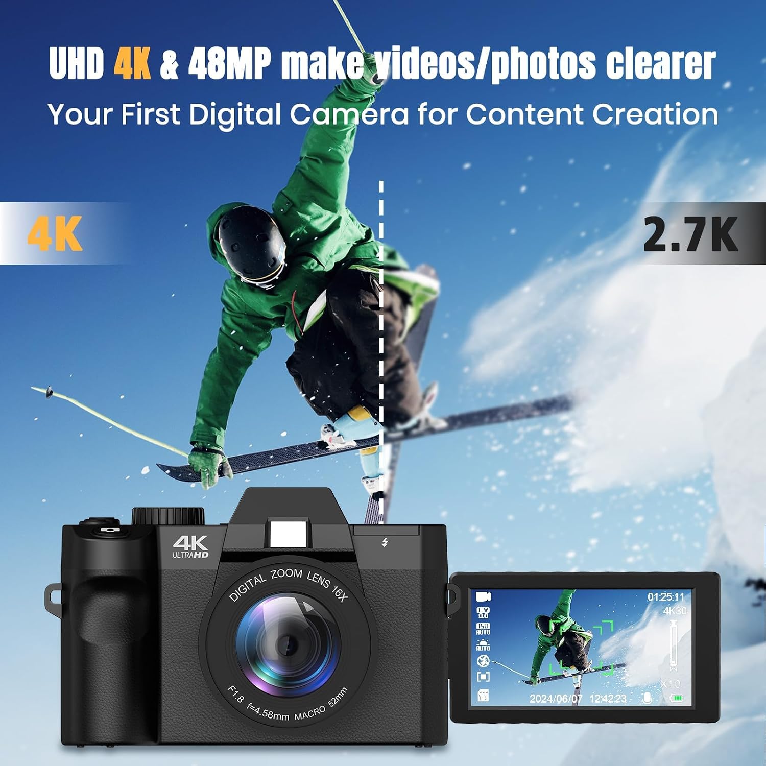 48MP Digital Camera with WiFi  - đánh giá và giá Photography Zoom