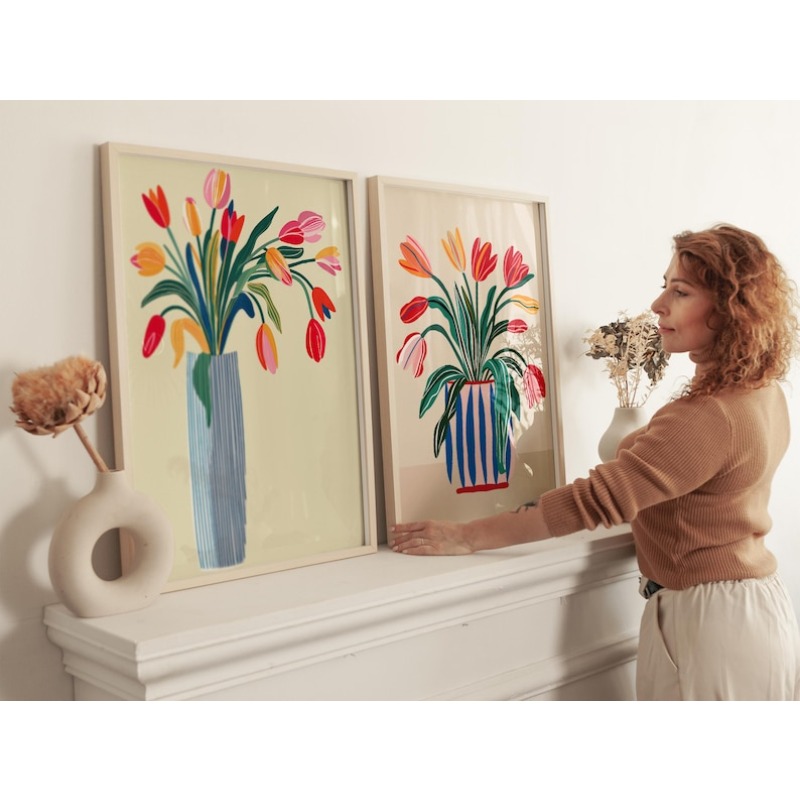 2pcs Tulip Flowers Canvas Wall - đánh giá và giá Photography Types
